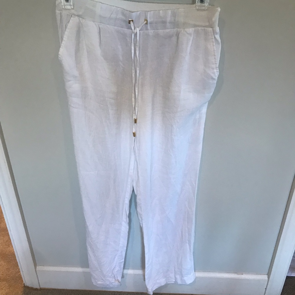 Ellen Tracy white linen small pants